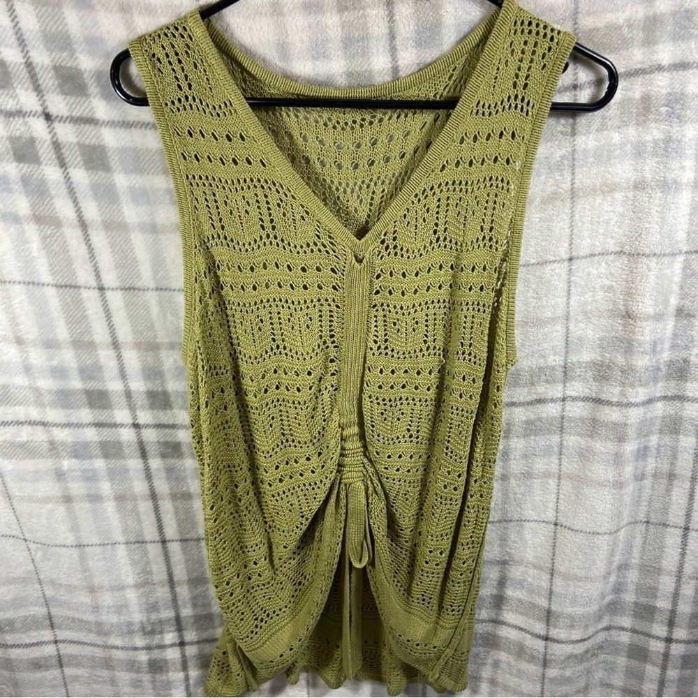 Women crochet vest Large gathered rouching cottagecore lace boho festival